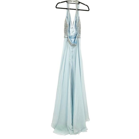 Mac Duggal Long Party Elsa Gown Beaded Bodice Ice Blue Size 8 New With Defects - Picture 5 of 12